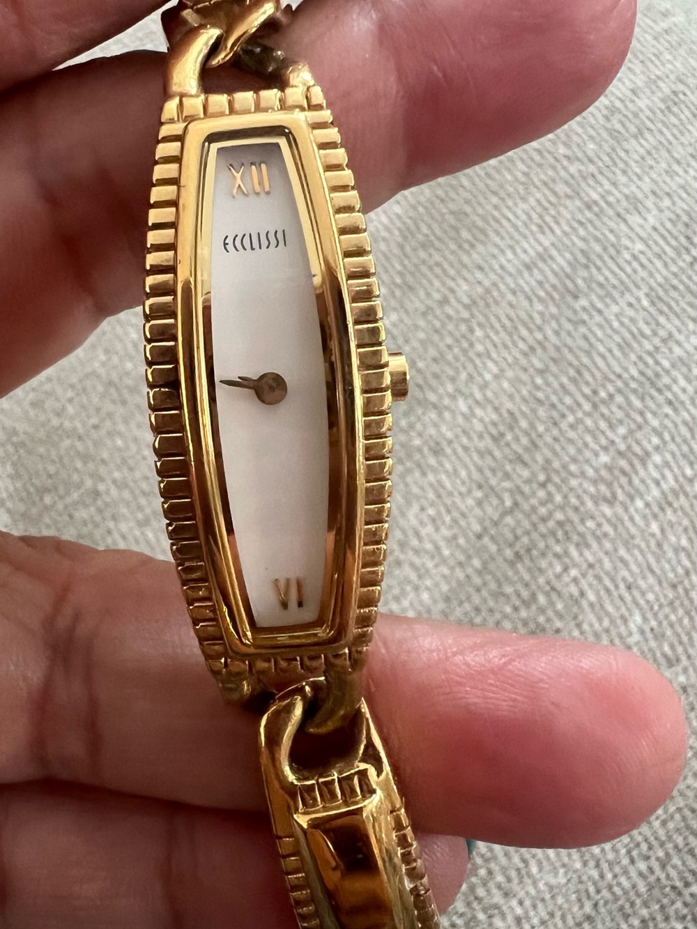 Ecclissi Gold-Tone Slim Bracelet Watch with Cream Face